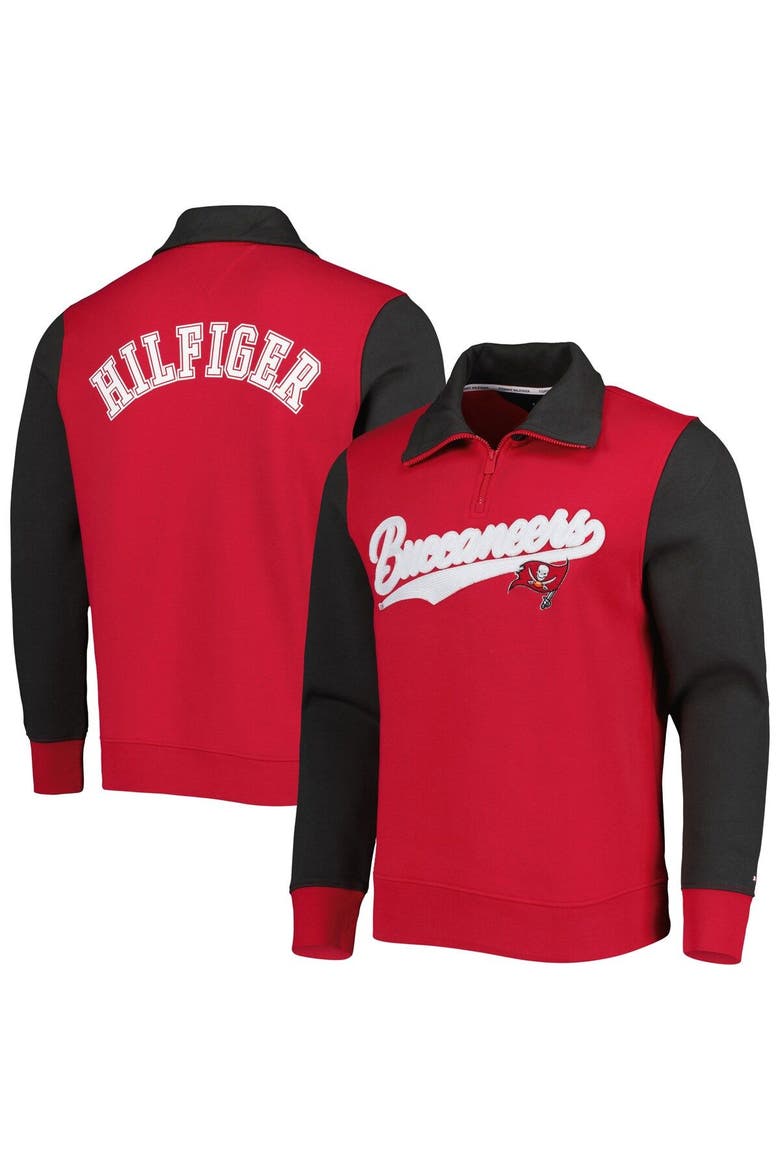Men's Tommy Hilfiger Red/Pewter Tampa Bay Buccaneers Aiden Quarter-Zip Sweatshirt, Main, color, Red