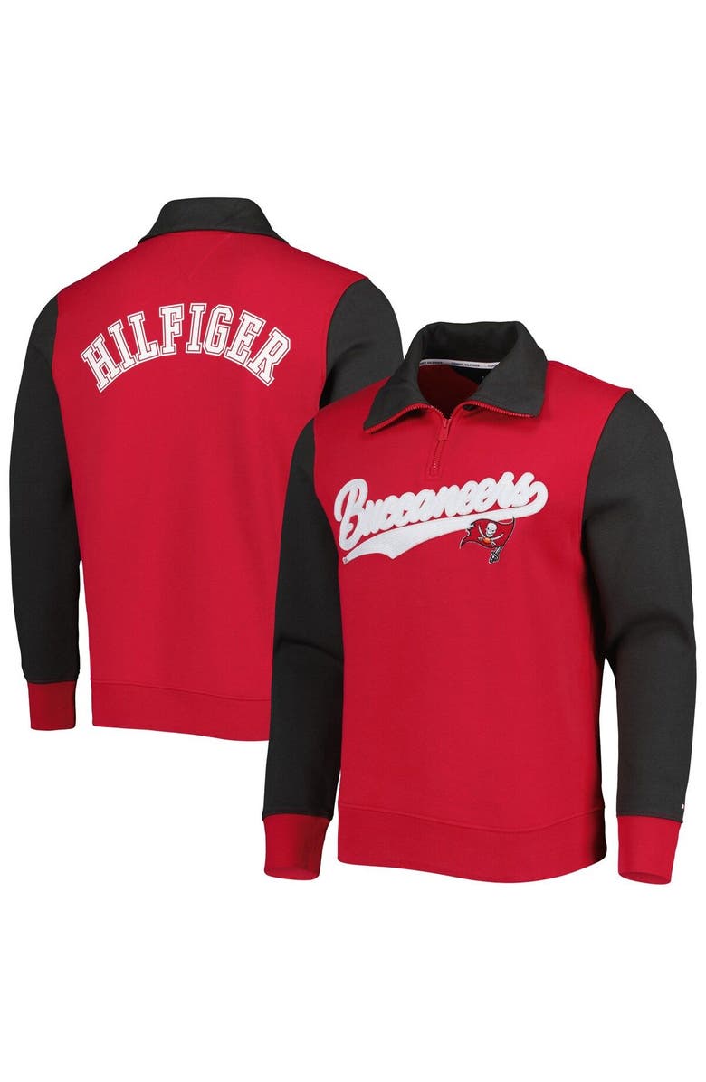 Tommy Hilfiger Men's Tommy Hilfiger Red/Pewter Tampa Bay Buccaneers Aiden Quarter-Zip Sweatshirt, Main, color, Red