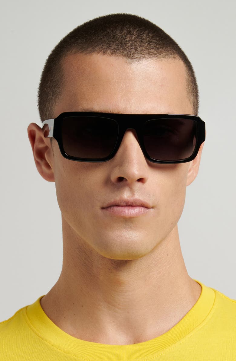 Moschino 54mm Gradient Flat Top Sunglasses, Alternate, color, Black/ Dark Grey Sf