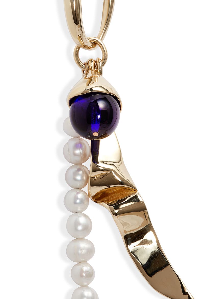 Soirée Ear Cuff, Alternate, color, BRONZE / BLUE GLASS / PEARL