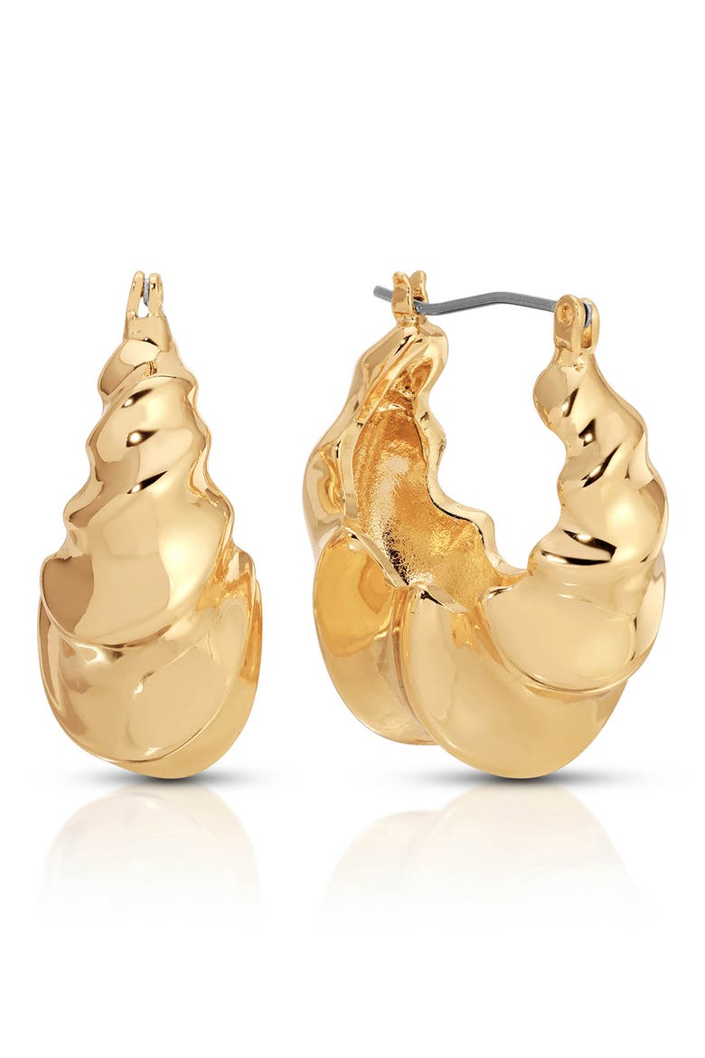 Ripple Domed Hoop Earrings, Main, color, GOLD