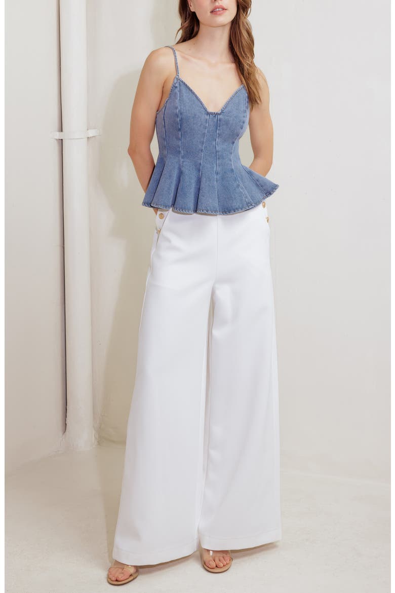 Denim Peplum Top, Alternate, color, LIGHT DENIM