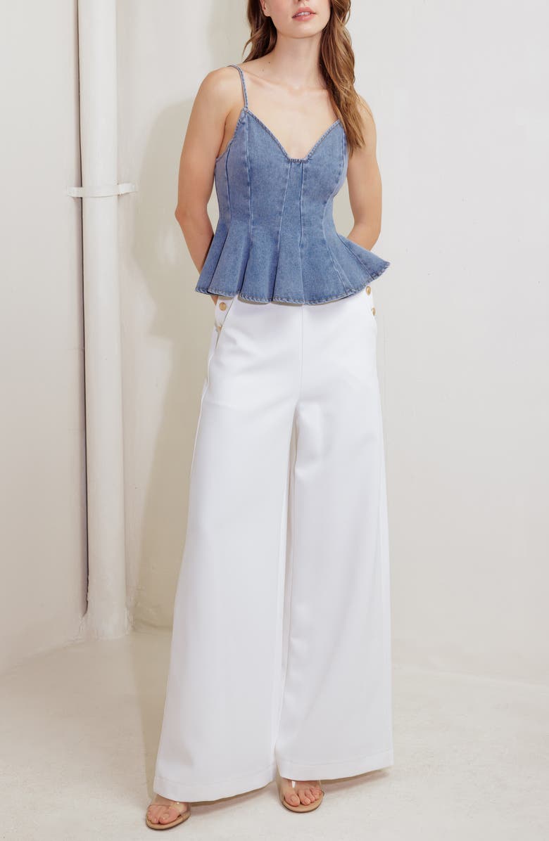 FREEMARKET Denim Peplum Top, Alternate, color, Light Denim