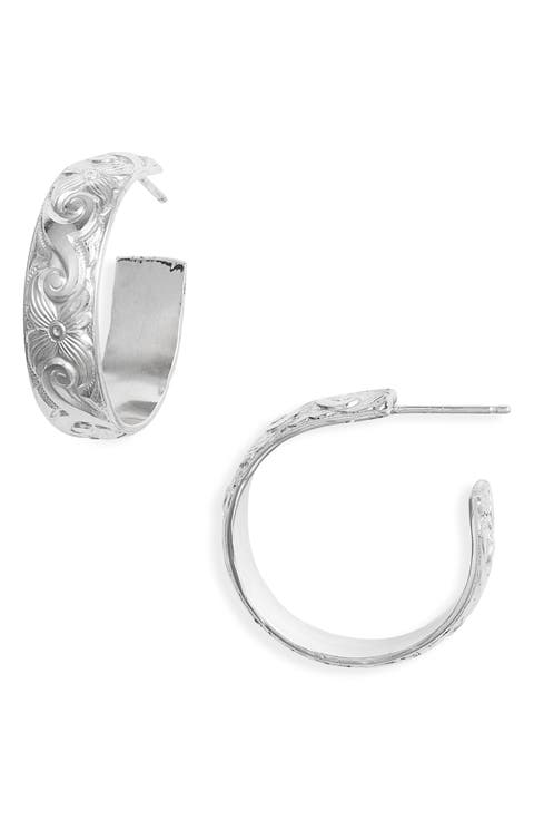 Thick Flora Hoop Earrings