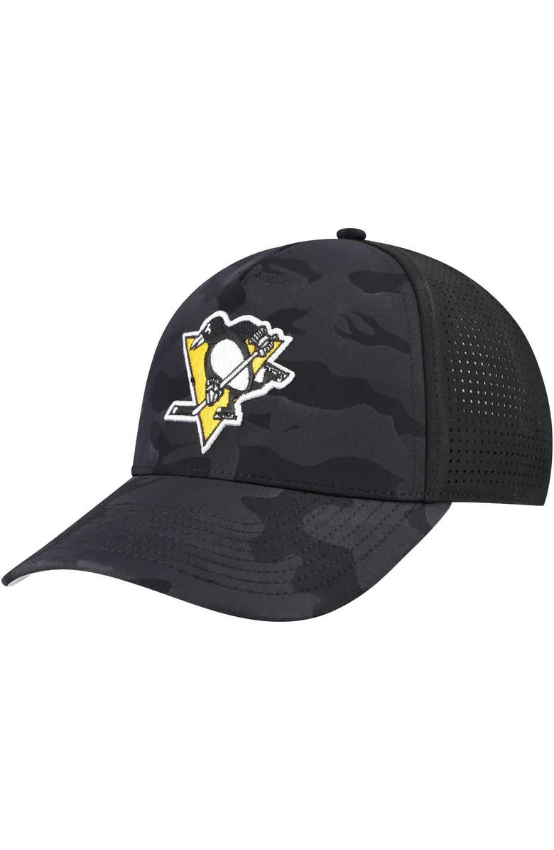 American Needle Men's American Needle  Black Pittsburgh Penguins Valin Camo Super Tech Vented Adjustable Hat, Main, color, Black