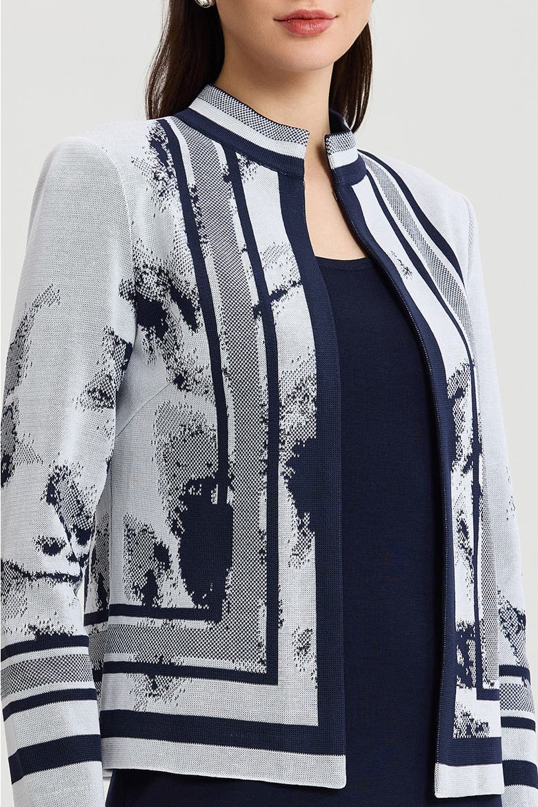 Heritage Abstract Two-Tone Knit Jacket, Alternate, color, Indigo/White