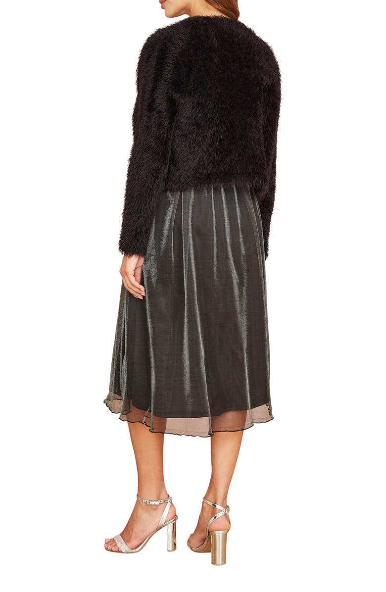 Yumi Eyelash Knit Bolero, Alternate, color, Black