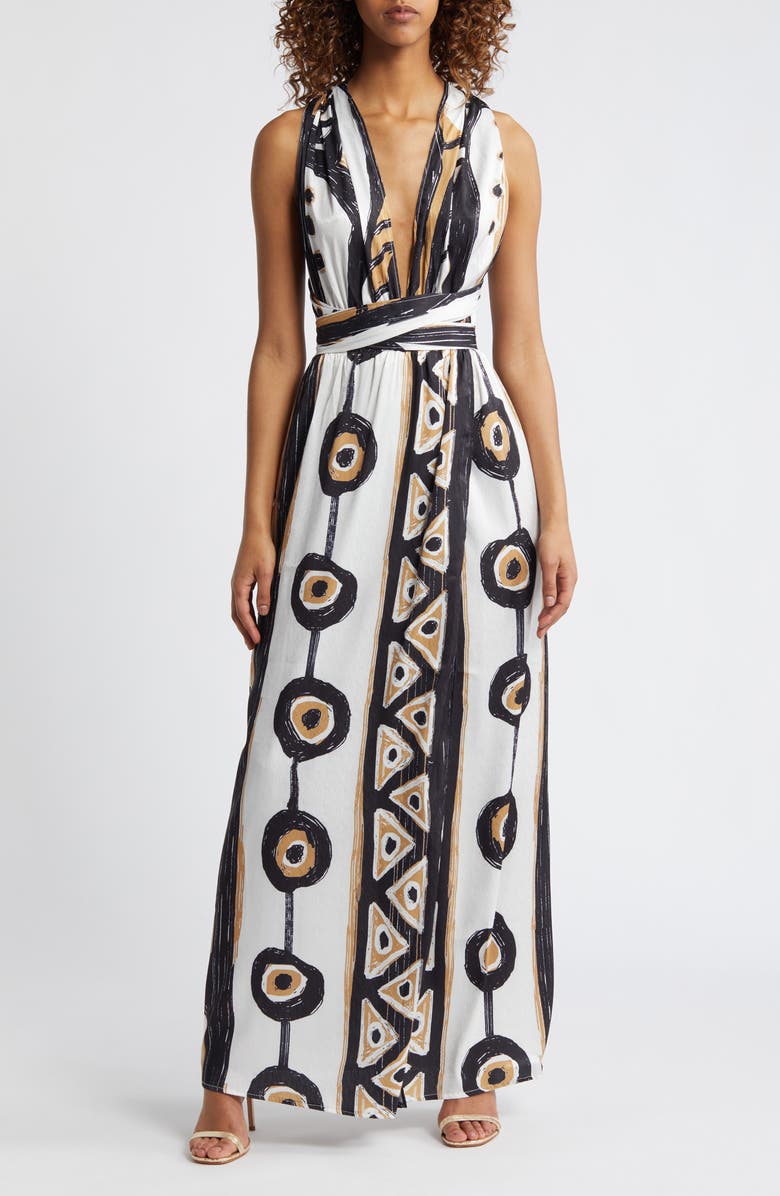 DIARRABLU Mailys Halter Neck Wrap Dress, Main, color, White