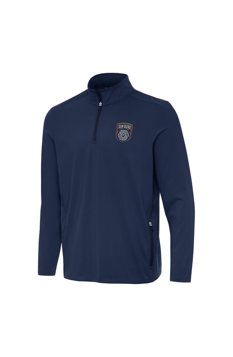 ANTIGUA Men's Antigua Navy San Diego FC Perilous Quarter-Zip Pullover Top, Alternate, color, Navy