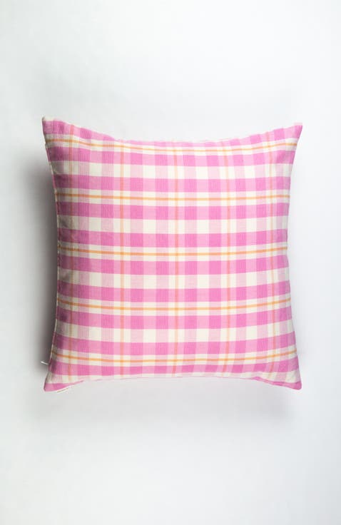 Handwoven Classic Gingham Square Cotton Throw Pillow