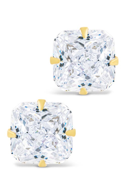 Sterling Forever Radiant Cut Cubic Zirconia Stud Earrings In White