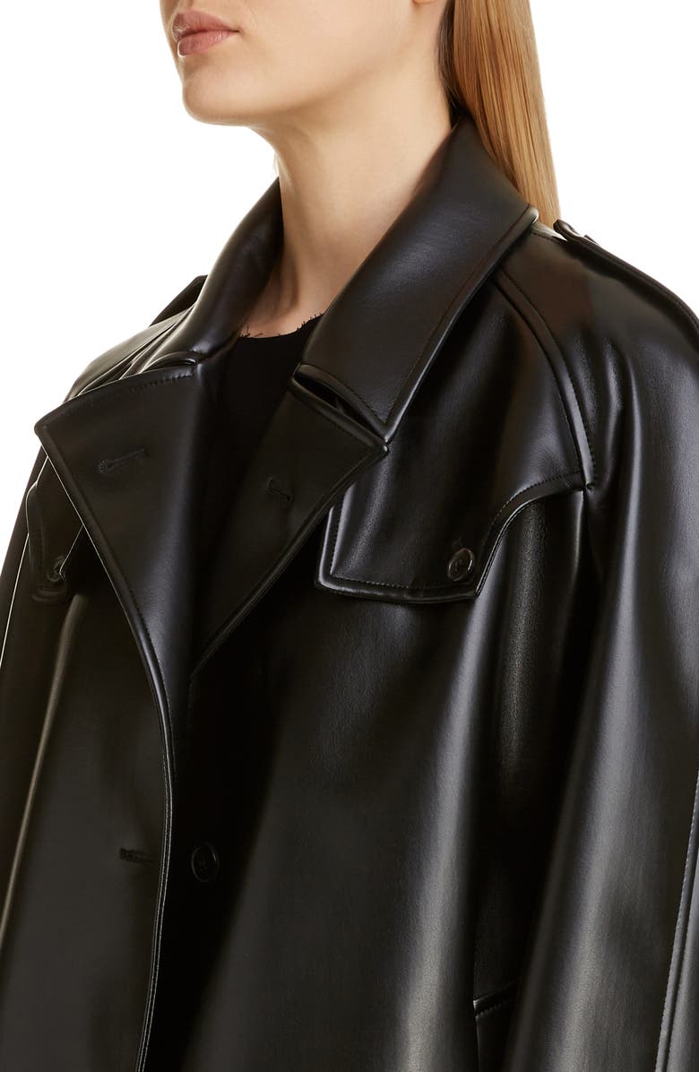 Maison Margiela Short Faux Leather Trench Coat, Alternate, color,