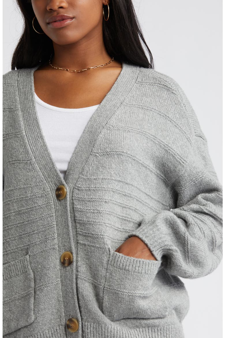 Everyday V-Neck Cotton Blend Cardigan, Alternate, color, GREY HEATHER