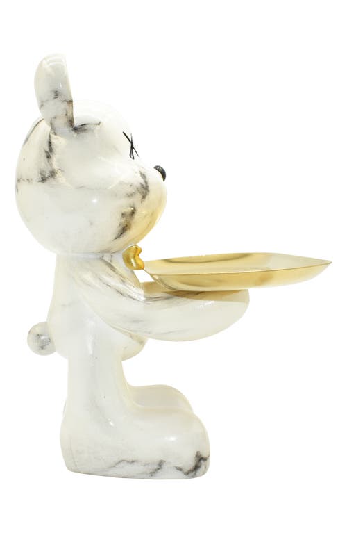 Kinetic Butler Mouse With Tray Sculpture In Off-white Marble