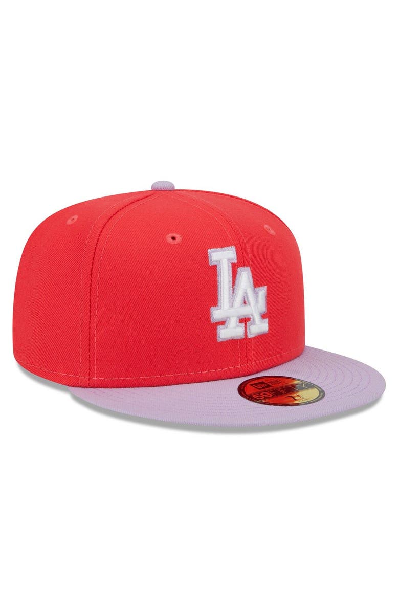 New Era Men's New Era Red/Lavender Los Angeles Dodgers Spring Color Two-Tone 59FIFTY Fitted Hat, Alternate, color, Red