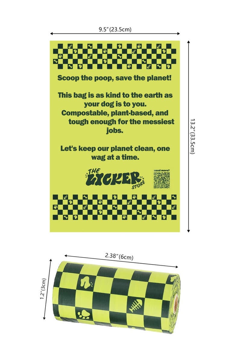 The Licker Store 13 in. x 9 in. Extra Thick Leak Proof Unscented Biodegradable Dog Poop Bags, Green, Alternate, color, Green