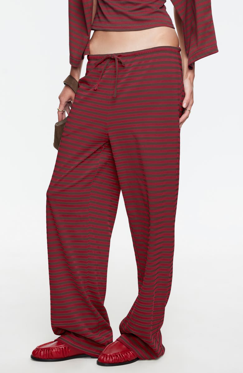 LIONESS Bloom Stripe Pants, Alternate, color, Chocolate Wine