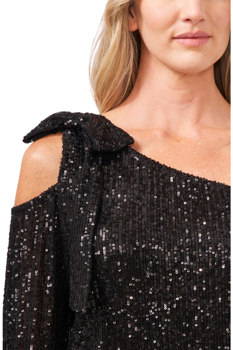 One-Shoulder Sequin Top, Alternate, color, RICH BLACK