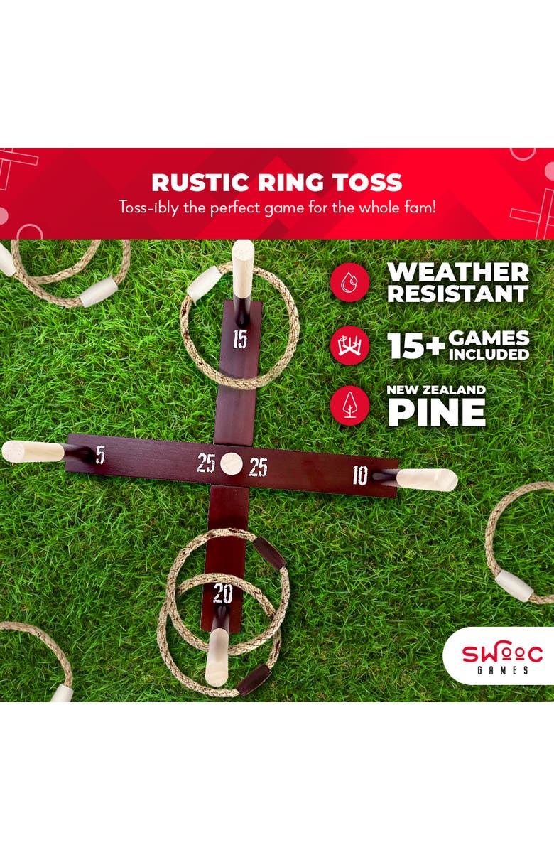 Swooc Games Rustic Ring Toss Outdoor Game, Alternate, color, Brown