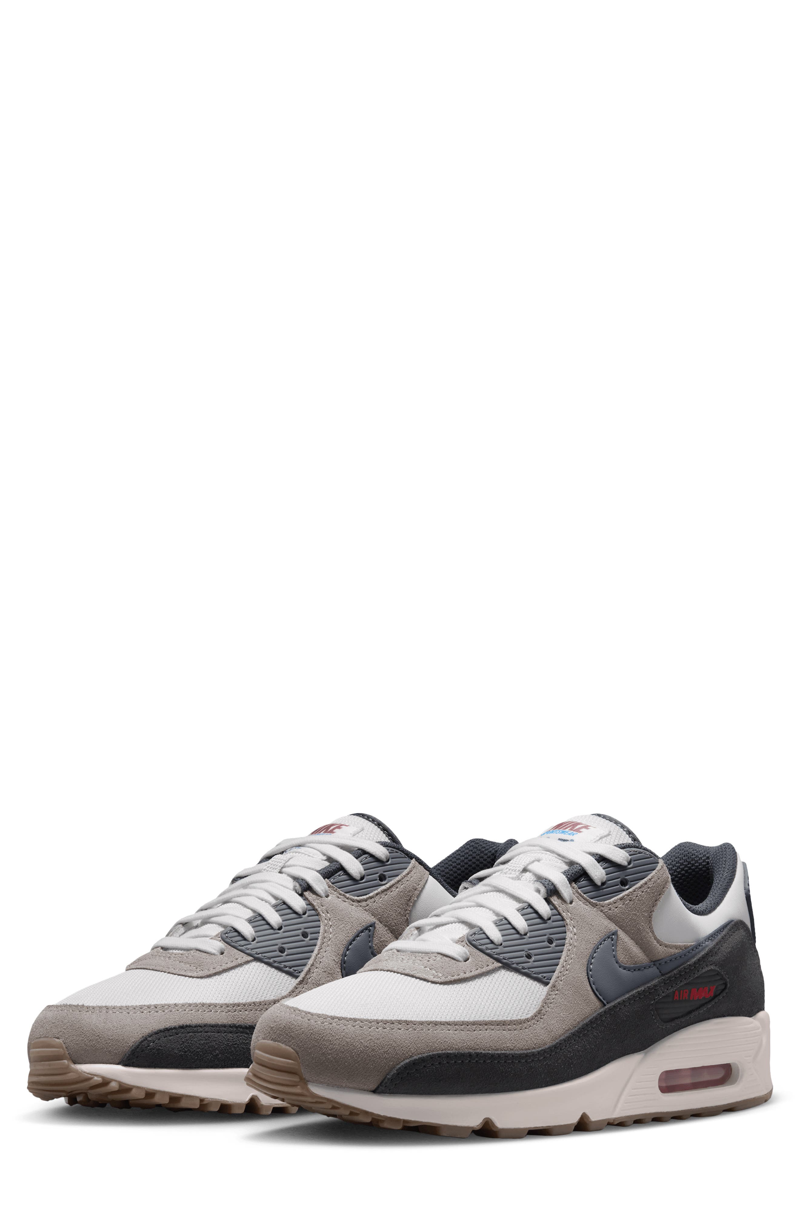Air Max 90 Premium Sneaker, Main, color, WHITE/GREY/ANTHRACITE/GREY