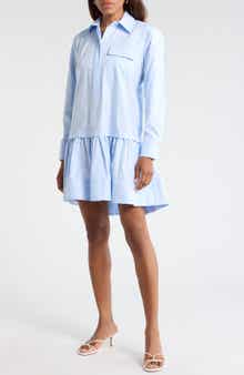 A.L.C. Brooke Long Sleeve Ruffle Cotton Shirtdress