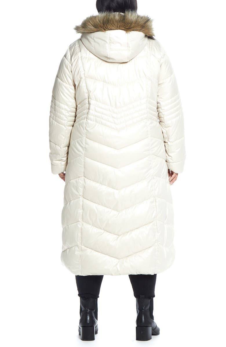 Gallery Hooded Maxi Puffer Coat with Faux Fur Trim, Alternate, color, Peyote