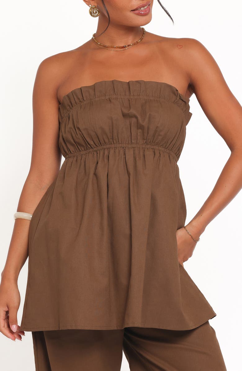 Petal & Pup Ember Strapless Cotton & Linen Tunic Top, Alternate, color, Brown