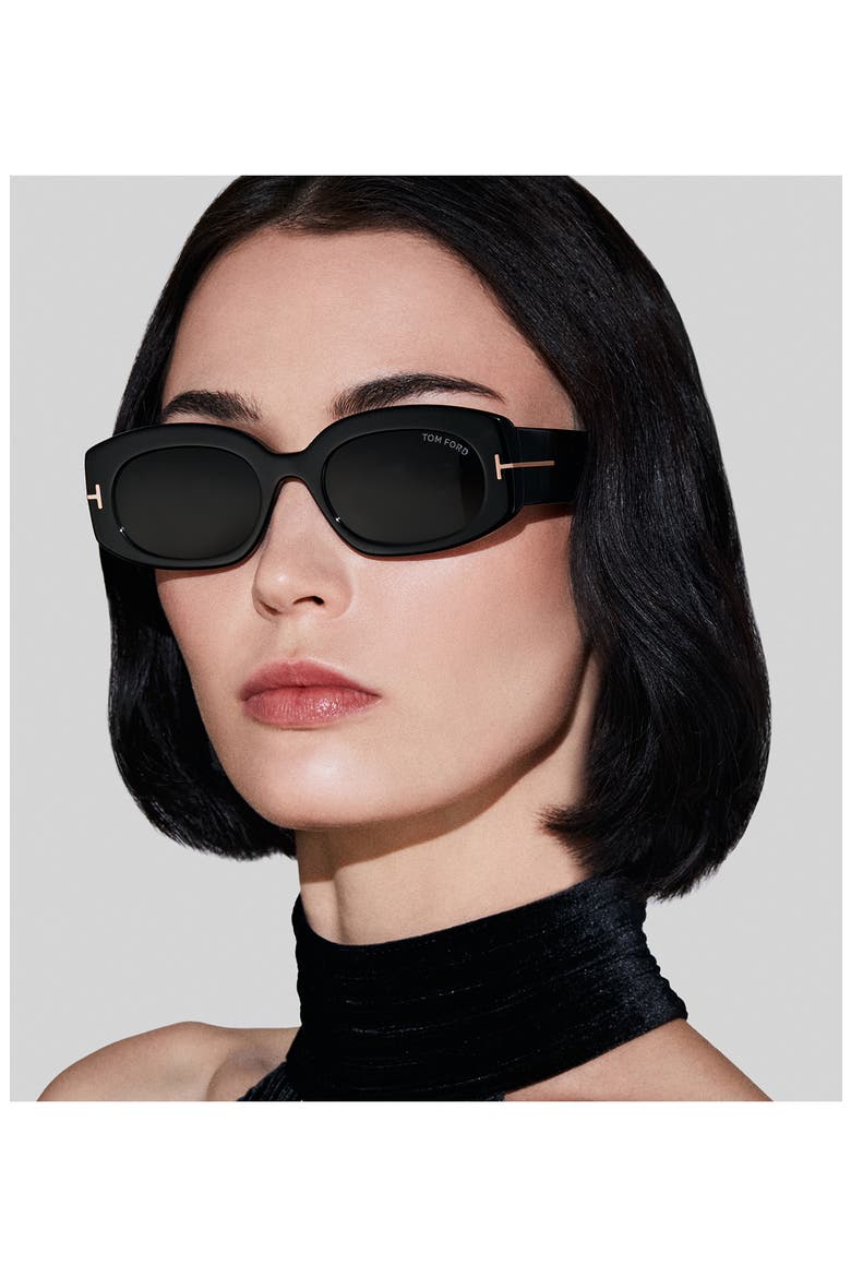Cielle 52mm Oval Sunglasses, Alternate, color, BLACK/ ECO / SMOKE LENSES