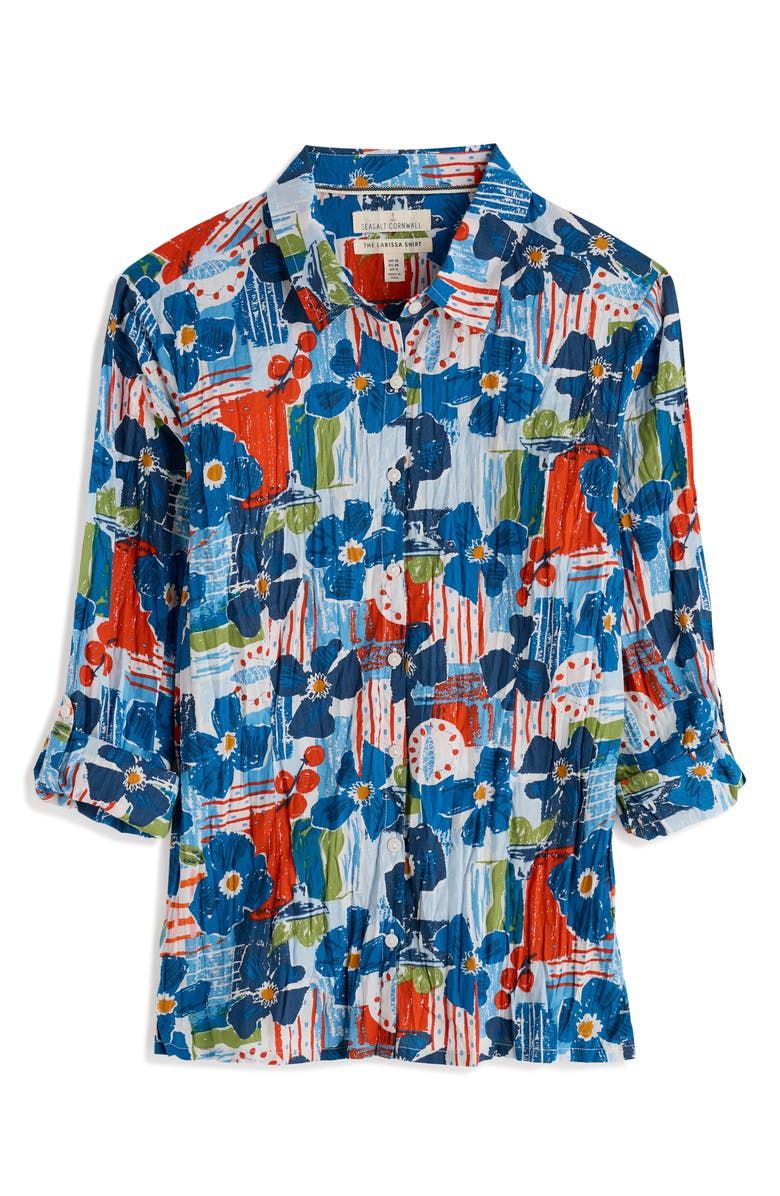 Seasalt Cornwall Larissa Floral Organic Cotton Button-Up Shirt, Alternate, color, Table Sketch Chalk