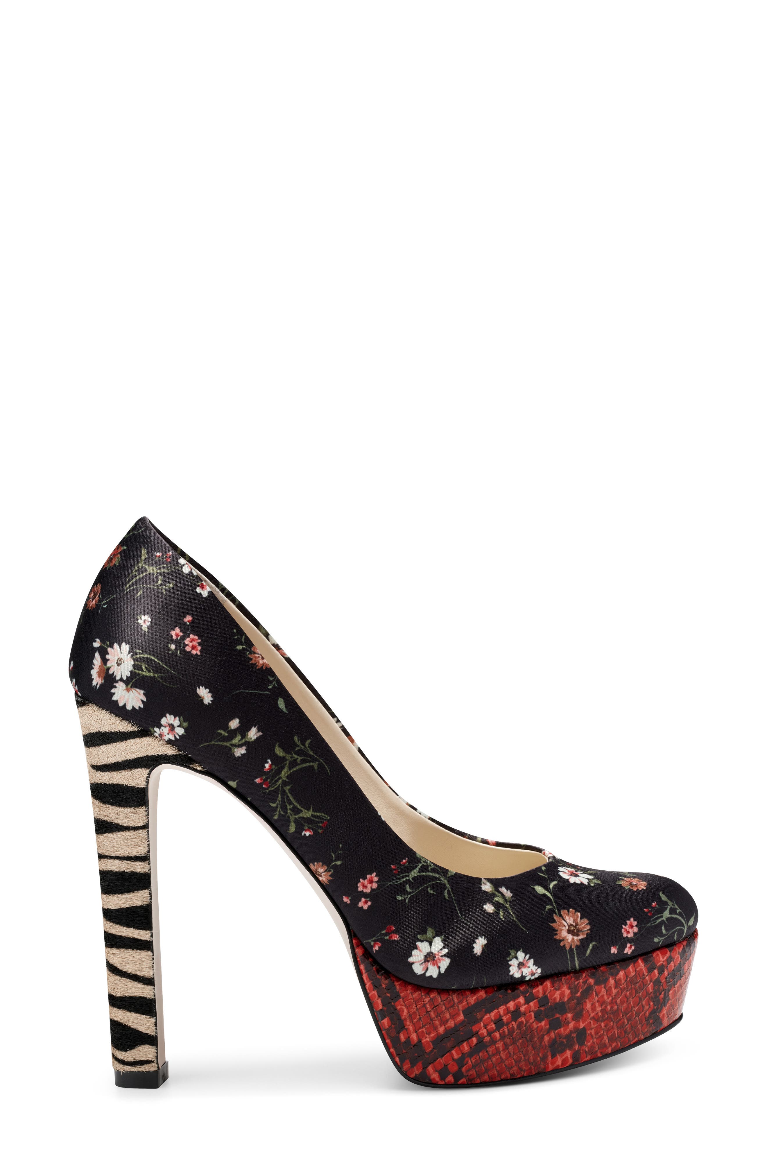 Nellah Platform Pump, Alternate, color, BLACK MULTI SATIN