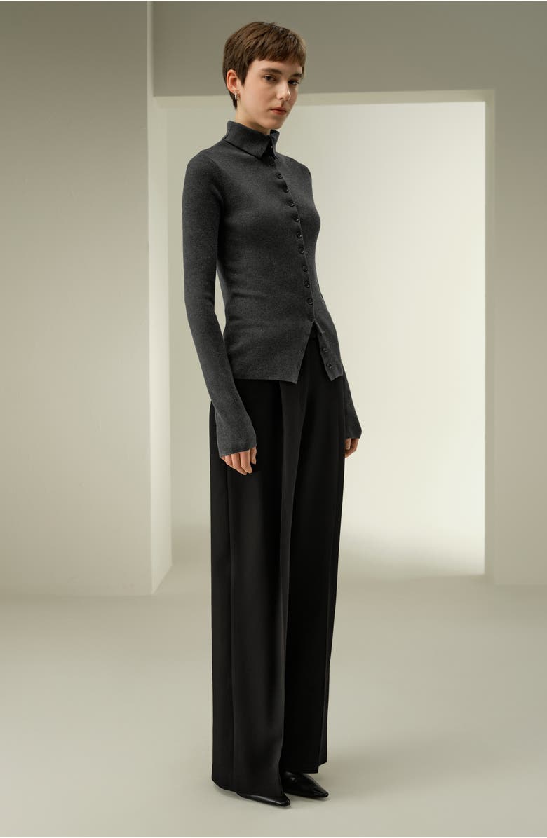 Lilysilk Slim Fit Silk Cashmere Sweater, Alternate, color, Thunder