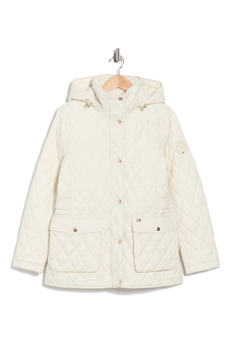 Hooded Diamond Quilted Jacket, Alternate, color, ECRU