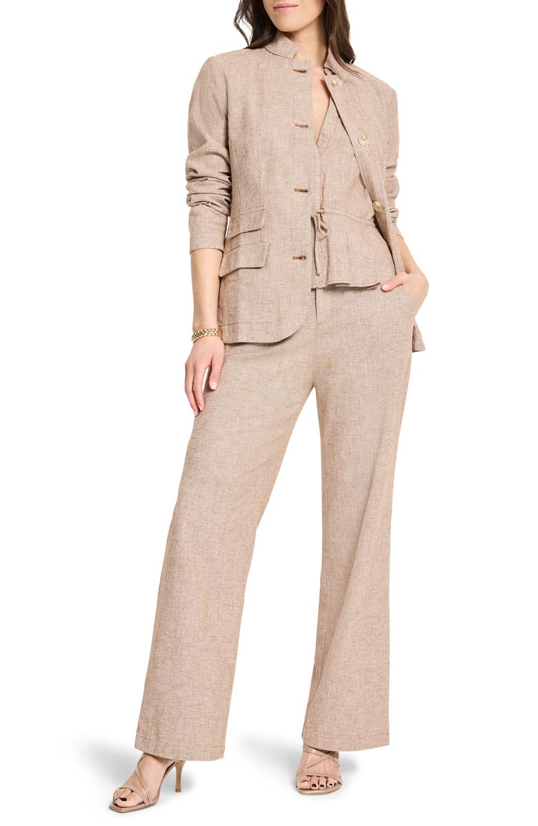 NIC+ZOE Ava Cotton & Linen Blazer, Alternate, color, Brown Mix