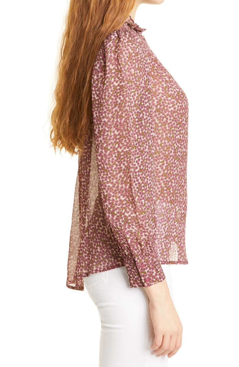 ba&sh Print Ruffle Trim Button-Up Blouse, Alternate, color, 