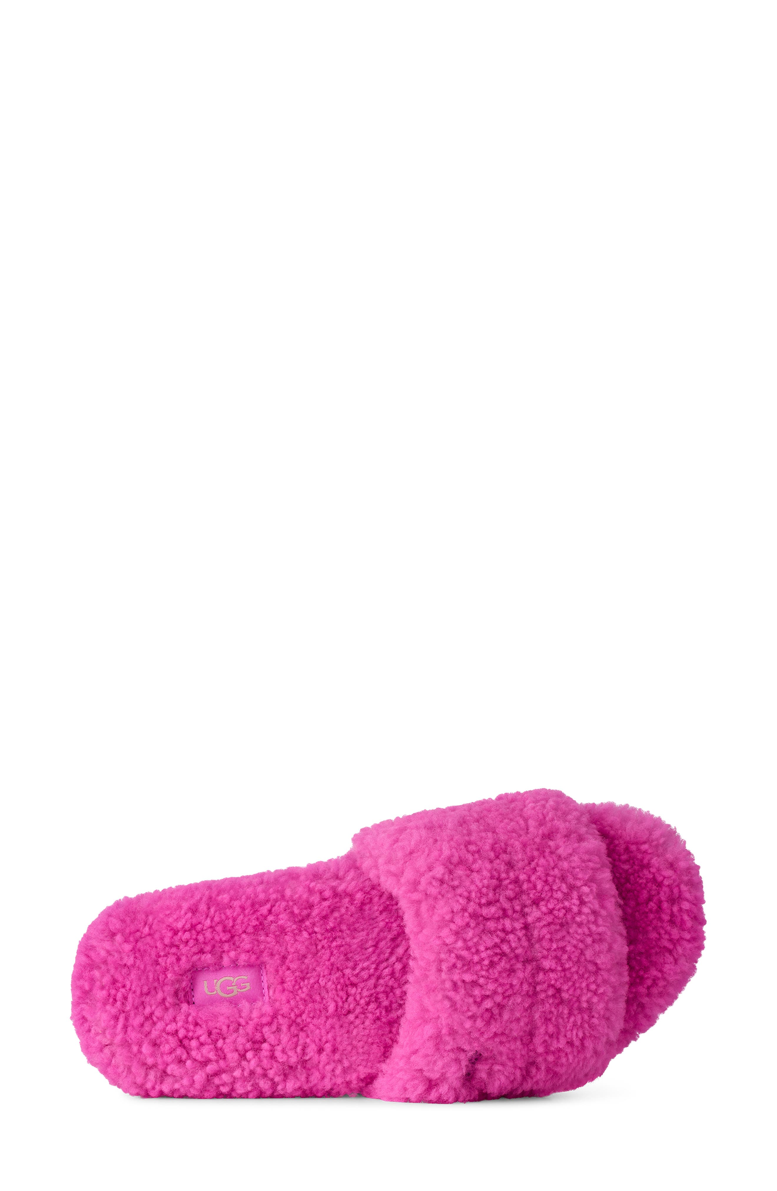 Cozetta Curly Genuine Shearling Slide Slipper, Alternate, color, BRIGHT FUCHSIA