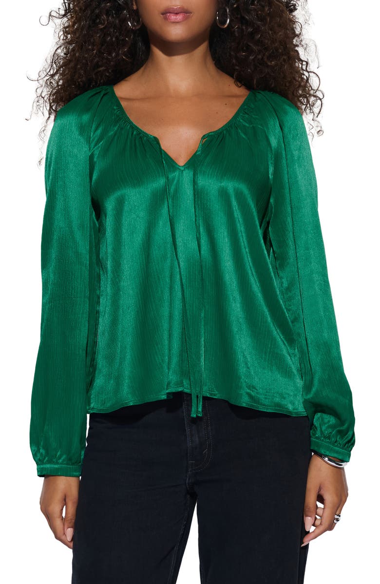 Nation LTD Ellie Tie Neck Satin Top, Main, color, Forest