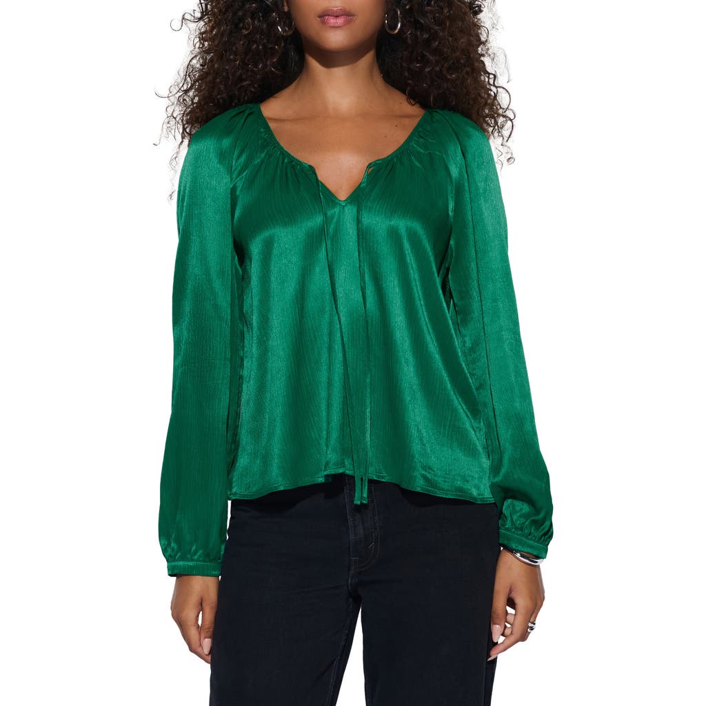 Shop Nation Ltd Ellie Tie Neck Satin Top In Forest
