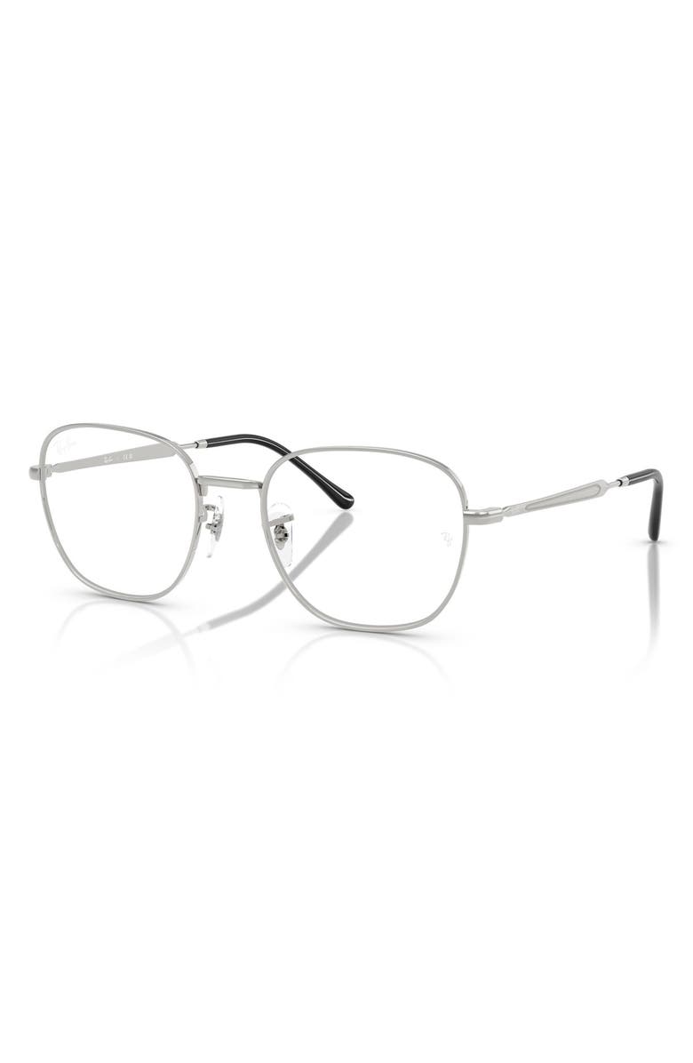 Ray-Ban 53mm Square Optical Glasses, Alternate, color, Silver