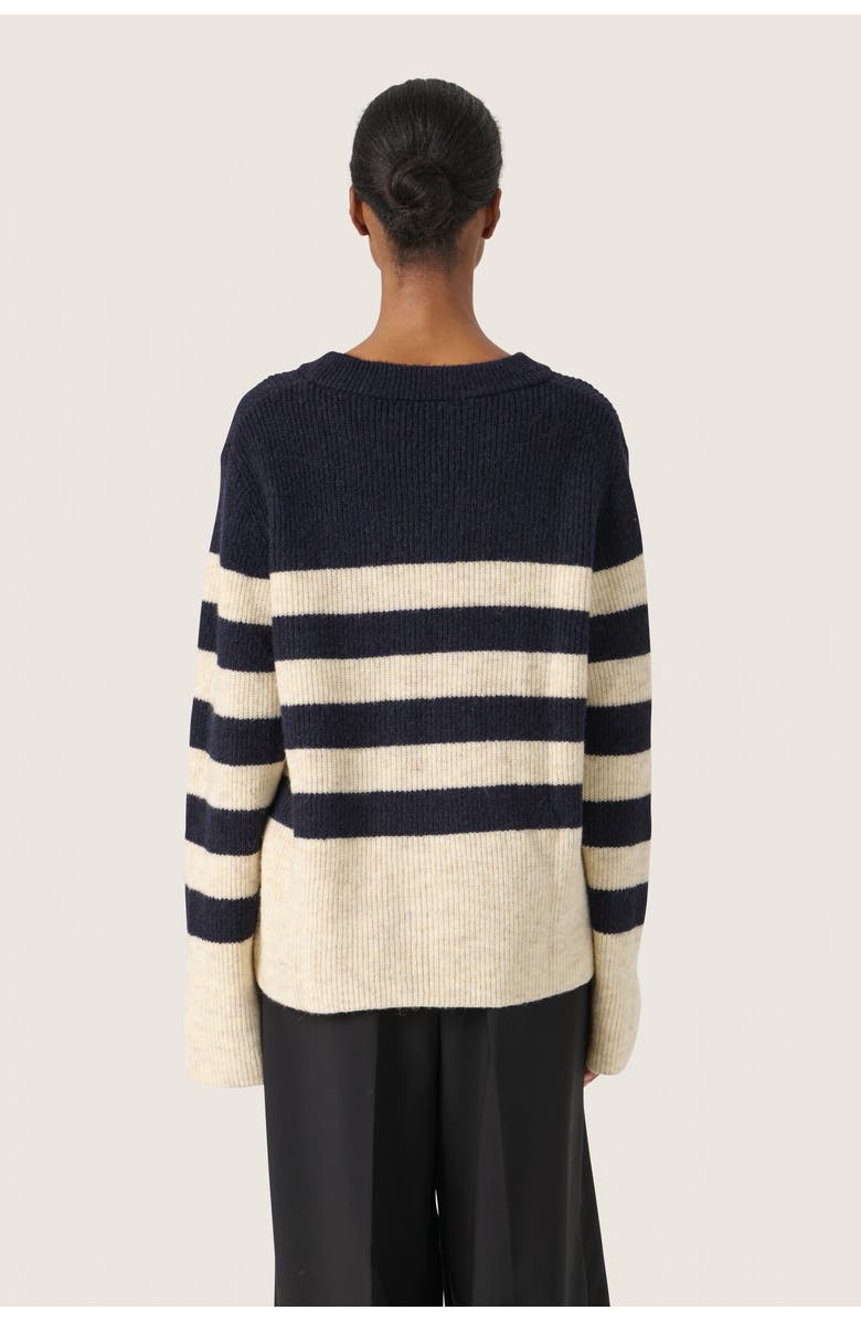 Soaked in Luxury SLSelta Knitted Striped Pullover, Alternate, color, Night Sky/Sandshelll
