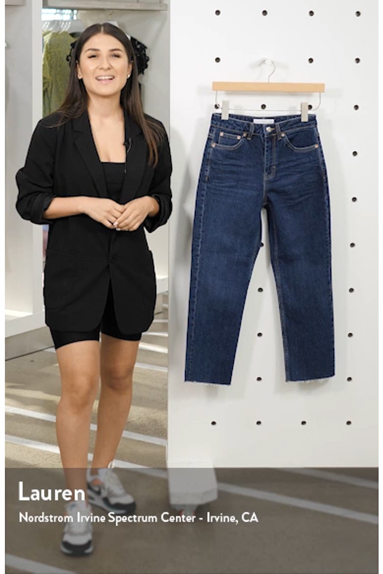 High Waist Raw Hem Straight Leg Jeans video