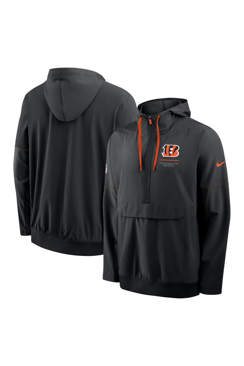 Men's Nike Black Cincinnati Bengals Sideline Logo Glory Anorak Half-Zip Hooded Jacket, Main, color, Black