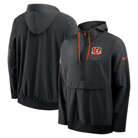 Men's Nike Black Cincinnati Bengals Sideline Logo Glory Anorak Half-Zip Hooded Jacket