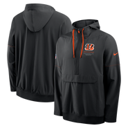 Nike Men's Nike Black Cincinnati Bengals Sideline Logo Glory Anorak Half-Zip Hooded Jacket