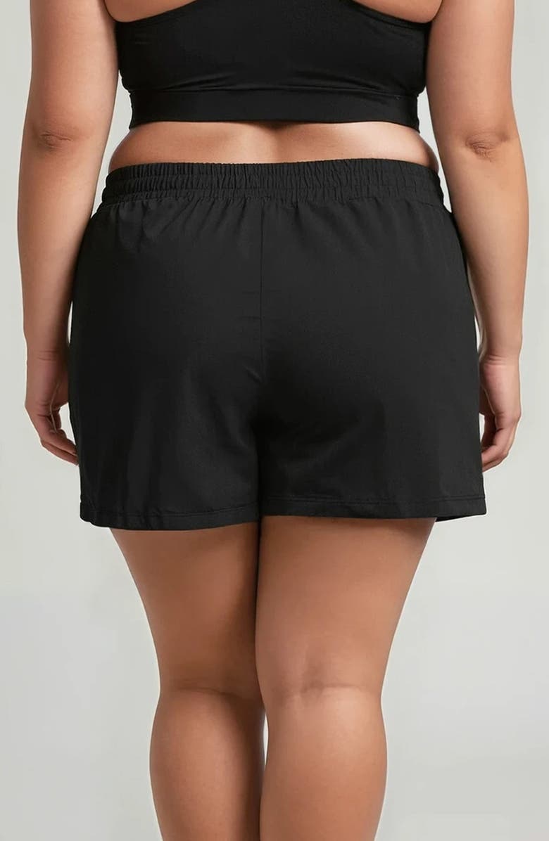 Calypsa Plus Size Classic Fit Swim Shorts With Panty, Alternate, color, Black