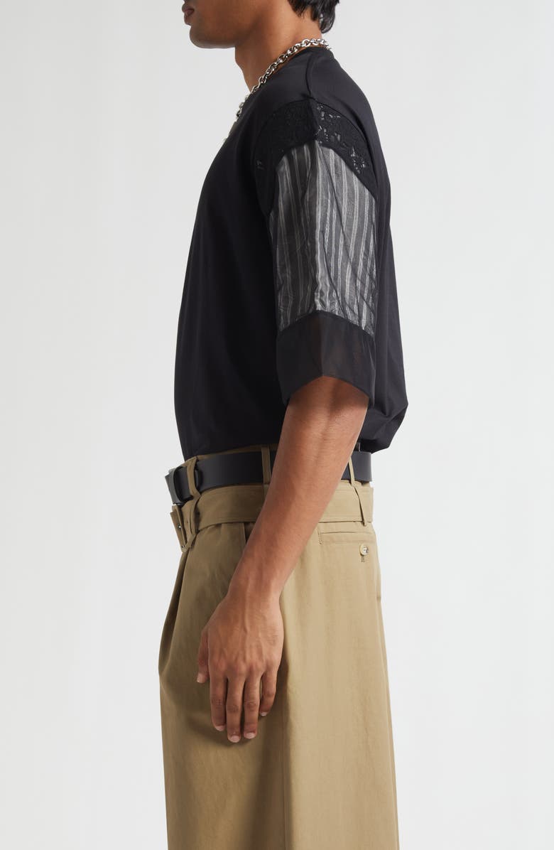 Simone Rocha Trapped Lace Patchwork T-Shirt, Alternate, color, Black/ Black