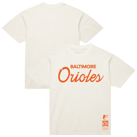 Men's Mitchell & Ness Cream Baltimore Orioles Vintage Script T-Shirt