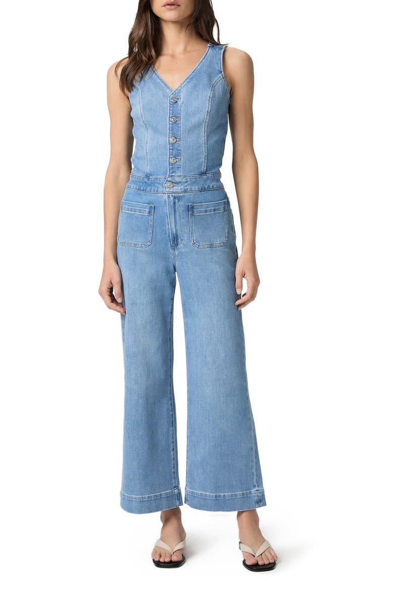 Kenny Sleeveless Ankle Wide Leg Denim Jumpsuit, Main, color, HIDDENGEM