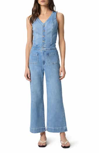 PAIGE Kenny Sleeveless Ankle Wide Leg Denim Jumpsuit