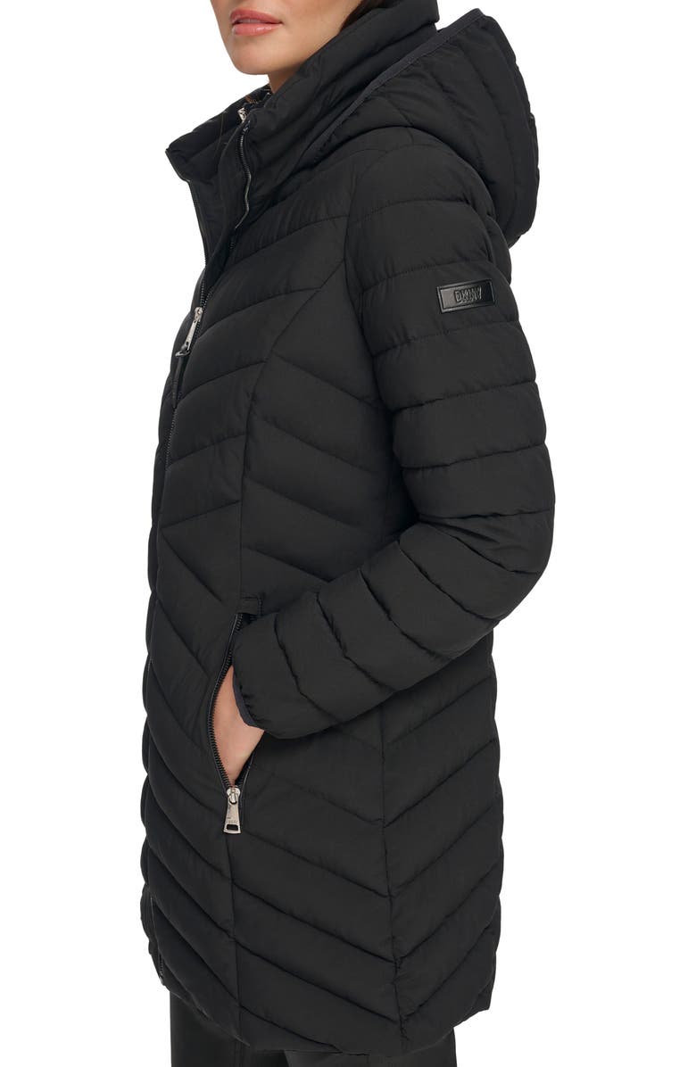 DKNY Water Resistant Hooded Bib Puffer Jacket, Alternate, color, 