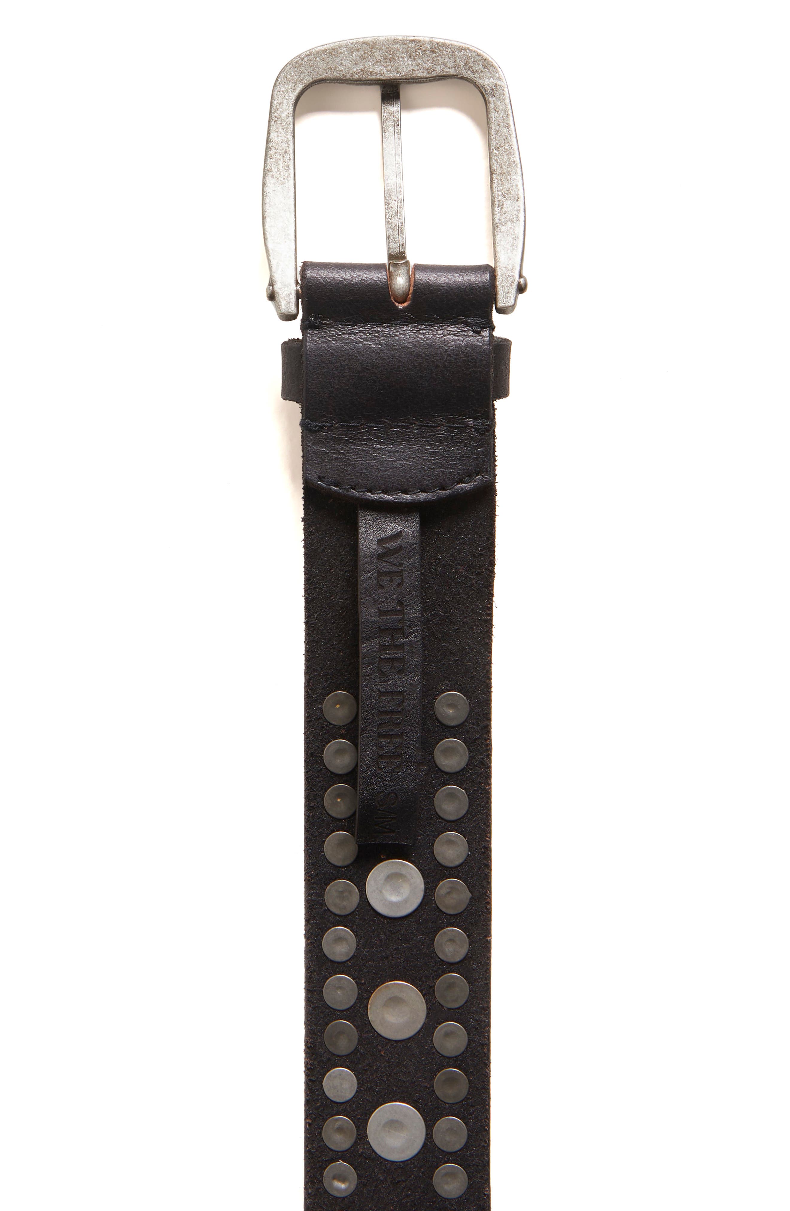 We The Free Black Studded Leather Belt with Silver Buckle Free People We the Free Sola Studded Leather Belt (Women  main image 2